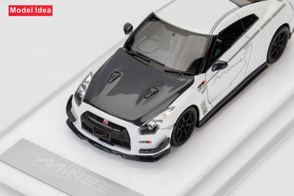 [Premium Resin Model] Model Idea 1:64 Nissan Skyline GT-R R35 Mines Custom White with Black Carbon Hood Limited to 299 Pieces
