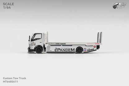Micro Turbo 1:64 Hino 300 Series MK2 Custom Tow Truck Flatbed Livery PANDEM Rocket Bunny Metallic White