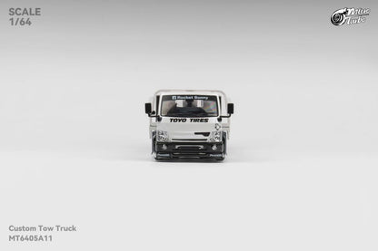 Micro Turbo 1:64 Hino 300 Series MK2 Custom Tow Truck Flatbed Livery PANDEM Rocket Bunny Metallic White