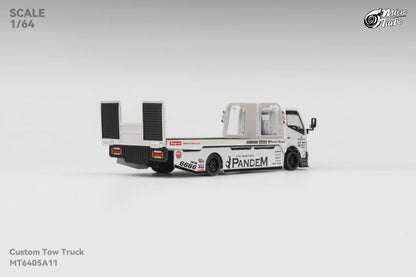 Micro Turbo 1:64 Hino 300 Series MK2 Custom Tow Truck Flatbed Livery PANDEM Rocket Bunny Metallic White