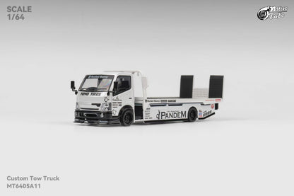 Micro Turbo 1:64 Hino 300 Series MK2 Custom Tow Truck Flatbed Livery PANDEM Rocket Bunny Metallic White