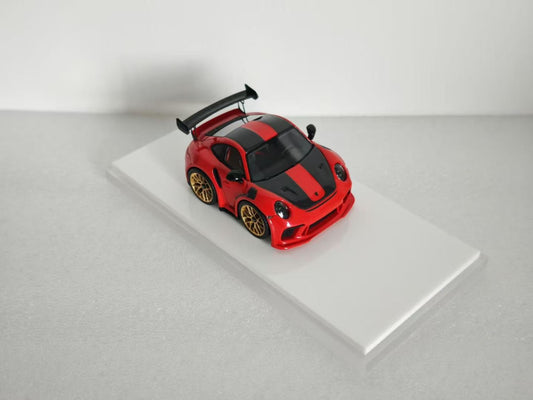 [Premium Resin Model] YM Model X MiniCrafisman 1:64 Porsche 992 GT3 RS Cute Egg Car Red with Black Stripes (Full Interiors Rolling Cage Metal Exhausts Glossy Paint) Limited to 99-199 Pieces