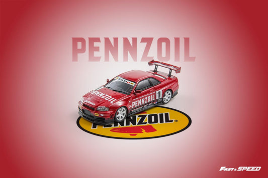 Fast Speed 1:64 Nissan GT-R BNR34 R34 Nismo Z-Tune Pennzoil #1 Red