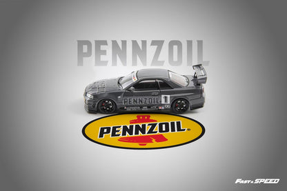 Fast Speed 1:64 Nissan GT-R BNR34 R34 Nismo Z-Tune Pennzoil #1 Grey