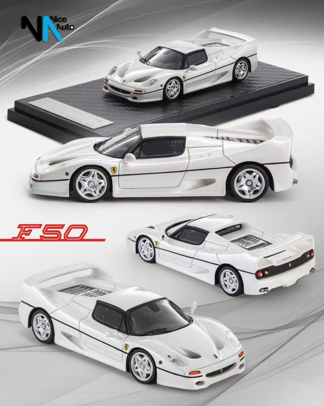 [Premium Resin Model] Nice Auto 1:64 Ferrari F50 White Limited to 199 Pieces