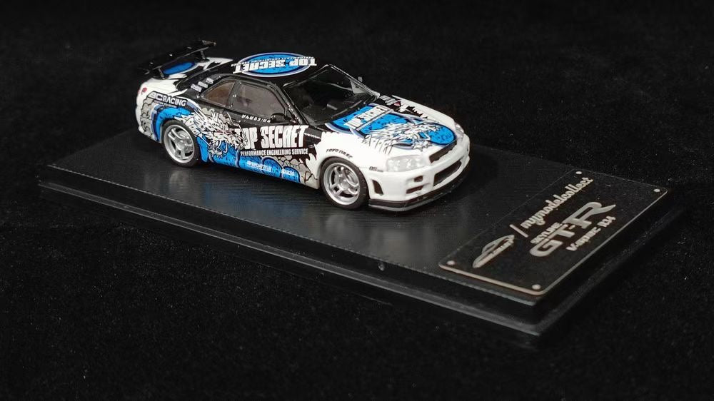 Model Collect 1:64 Nissan GT-R R34 V-SPEC-II Top Secret White Edition