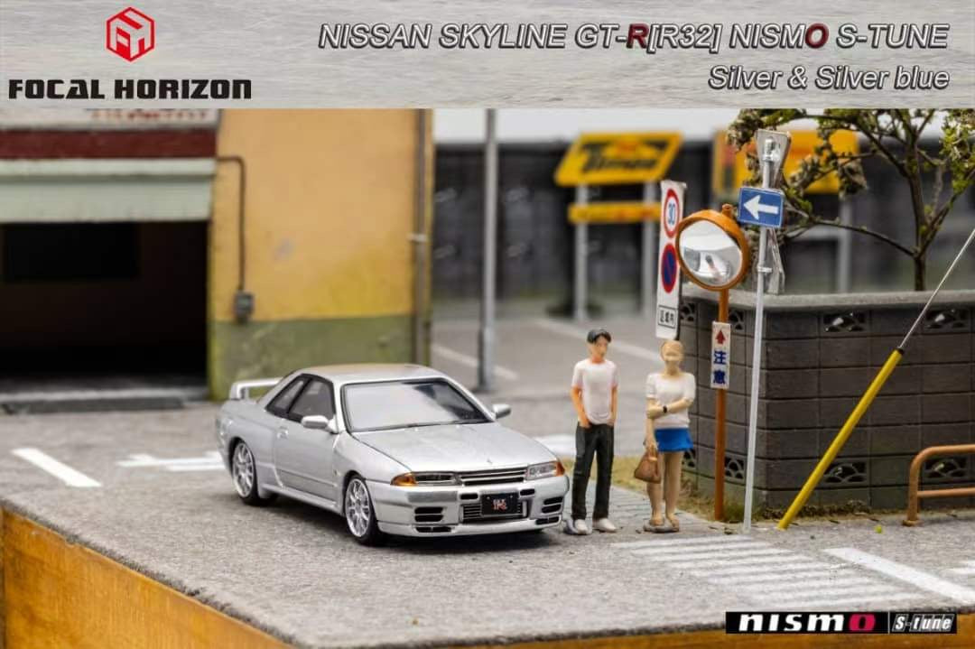 Focal Horizon 1/64 Nissan Skyline GT-R R32 Nismo S-Tune Metallic Silver with Openable Engine Hood