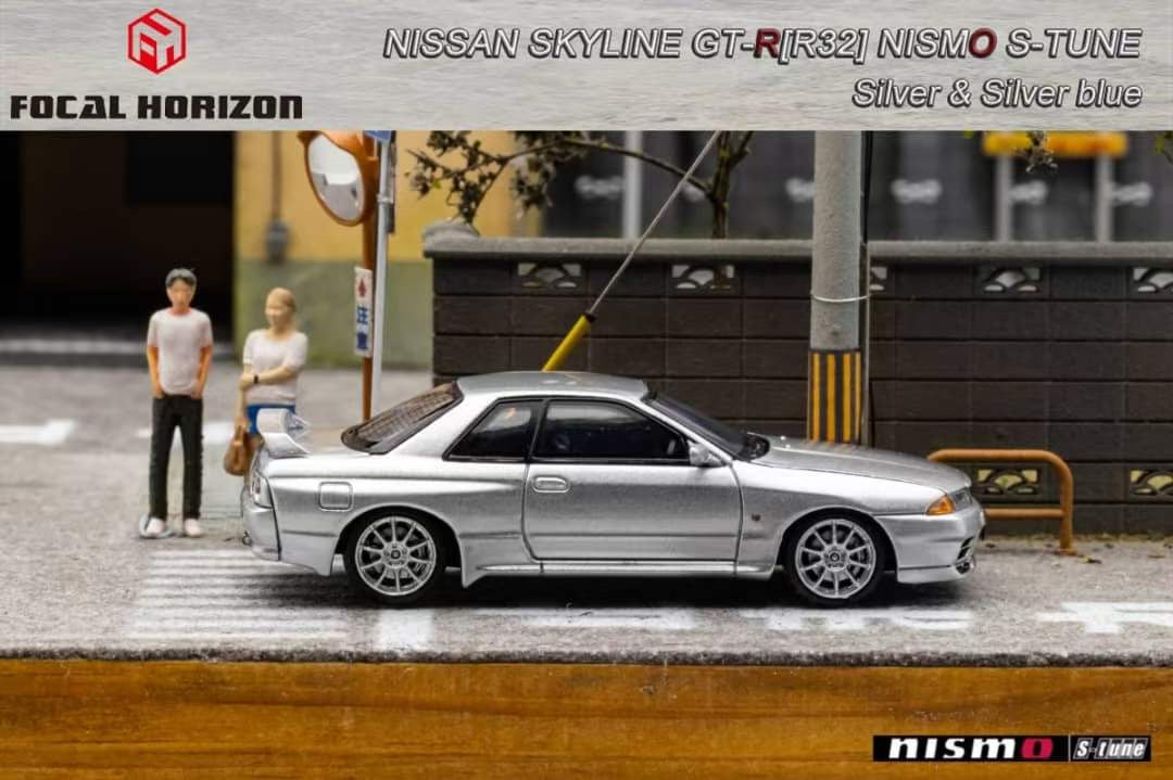 Focal Horizon 1/64 Nissan Skyline GT-R R32 Nismo S-Tune Metallic Silver with Openable Engine Hood
