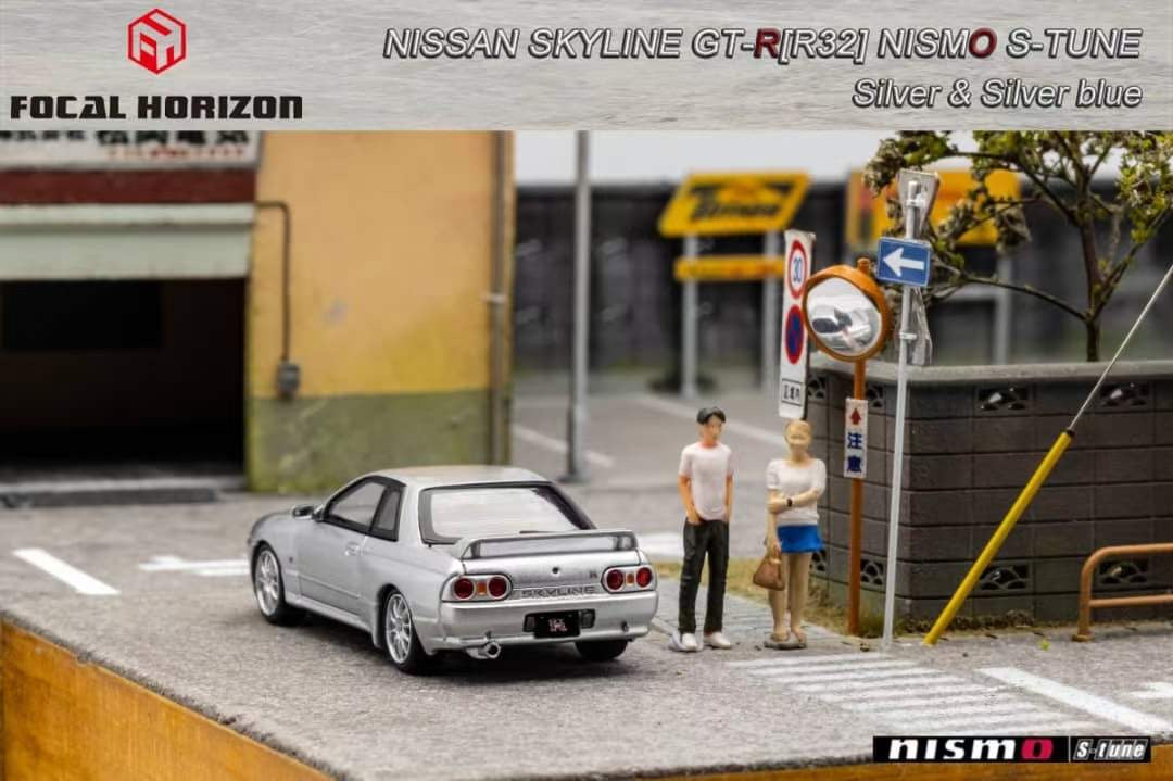 Focal Horizon 1/64 Nissan Skyline GT-R R32 Nismo S-Tune Metallic Silver with Openable Engine Hood