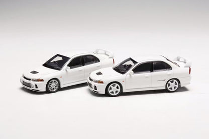 Motorhelix Senior Series 1:64 Mitsubishi Lancer Evolution 4 EVO IV Scotia White Openable Front Hood Detailed Engine - Mitsubishi Official Licensed