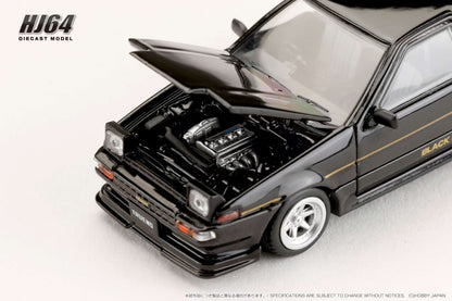 Hobby Japan 1:64 Toyota Sprinter Trueno GT Apex AE86 Late Version JDM Style Black Grey Pop Up Lights Openable Front Hood with Detailed Engine Toyota Official Licensed (HJ645052SG)
