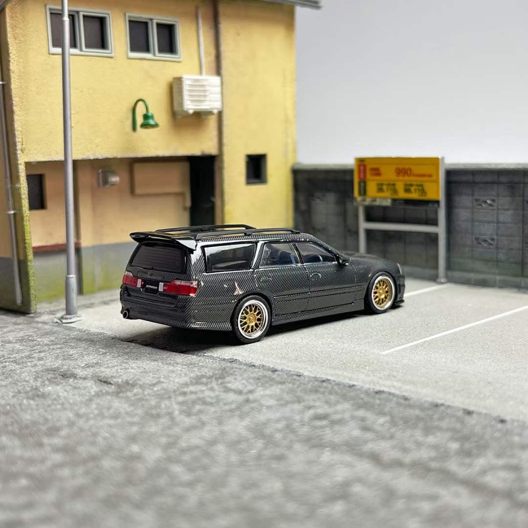 Zoom 1/64 Nissan Stagea Skyline GT-R R34 WC34 260RS Wagon Open Engine Bonnet - Full Carbon Black