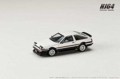 Hobby Japan 1:64 Toyota Sprinter Trueno GT Apex AE86 Late Version JDM Style White Black Pop Up Lights Openable Front Hood with Detailed Engine Toyota Official Licensed (HJ645052WB)