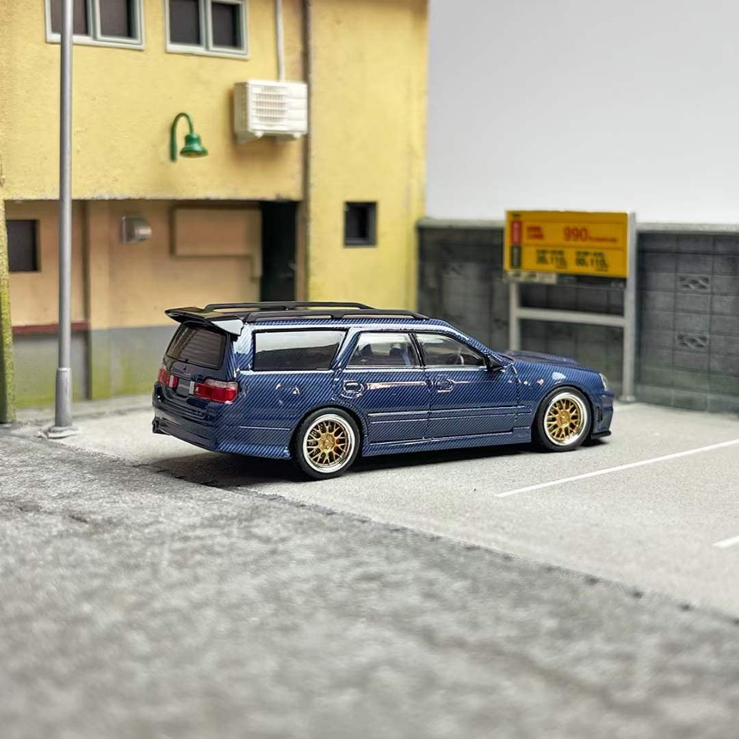 Zoom 1/64 Nissan Stagea Skyline GT-R R34 WC34 260RS Wagon Open Engine Bonnet - Full Carbon Blue
