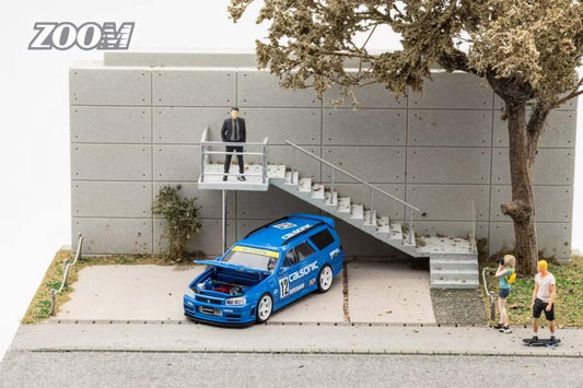 Zoom 1/64 Nissan Stagea Skyline GT-R R34 WC34 260RS Wagon Open Engine Bonnet- Calsonic Edition