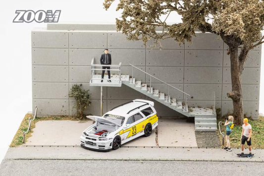 Zoom 1/64 Nissan Stagea Skyline GT-R R34 WC34 260RS Wagon Open Engine Bonnet- Lightning #23 Edition