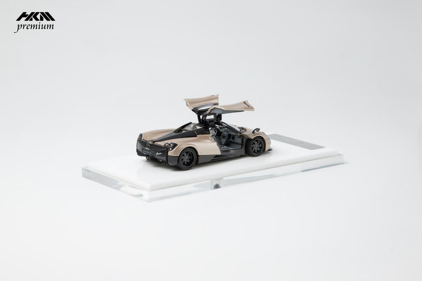 HKM Premium 1:64 Pagani Huayra Coupe 2014 Champagne Gold (Movable Rear Engine Boot, 2 Gull Wing Doors, Front and Rear Spoilers) Limited 999 Pieces