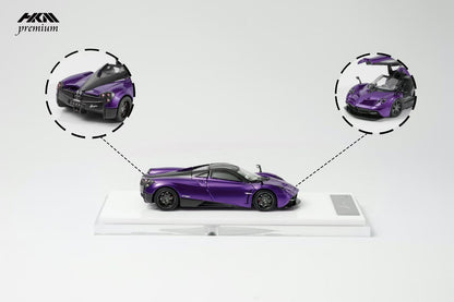 HKM Premium 1:64 Pagani Huayra Coupe 2014 Purple (Movable Rear Engine Boot, 2 Gull Wing Doors, Front and Rear Spoilers) Limited 999 Pieces