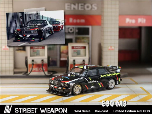Street Weapon 1:64 BMW M3 E30 Live to Offend LTO Custom Black Peaches Edition