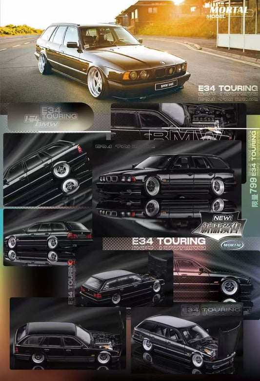 Mortal BMW 5 Series E34 Wagon Pearl Black Low stance Custom Openable Front Hood Detailed Engine Limited 799 Pieces