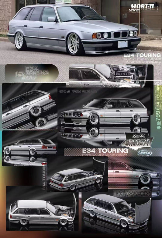 Mortal BMW 5 Series E34 Wagon Silver Low stance Custom Openable Front Hood Detailed Engine Limited 799 Pieces