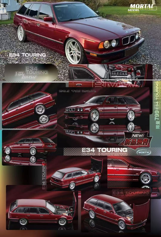 Mortal BMW 5 Series E34 Wagon Rose Red Ordinary Stance Openable Front Hood Detailed Engine Limited 799 Pieces