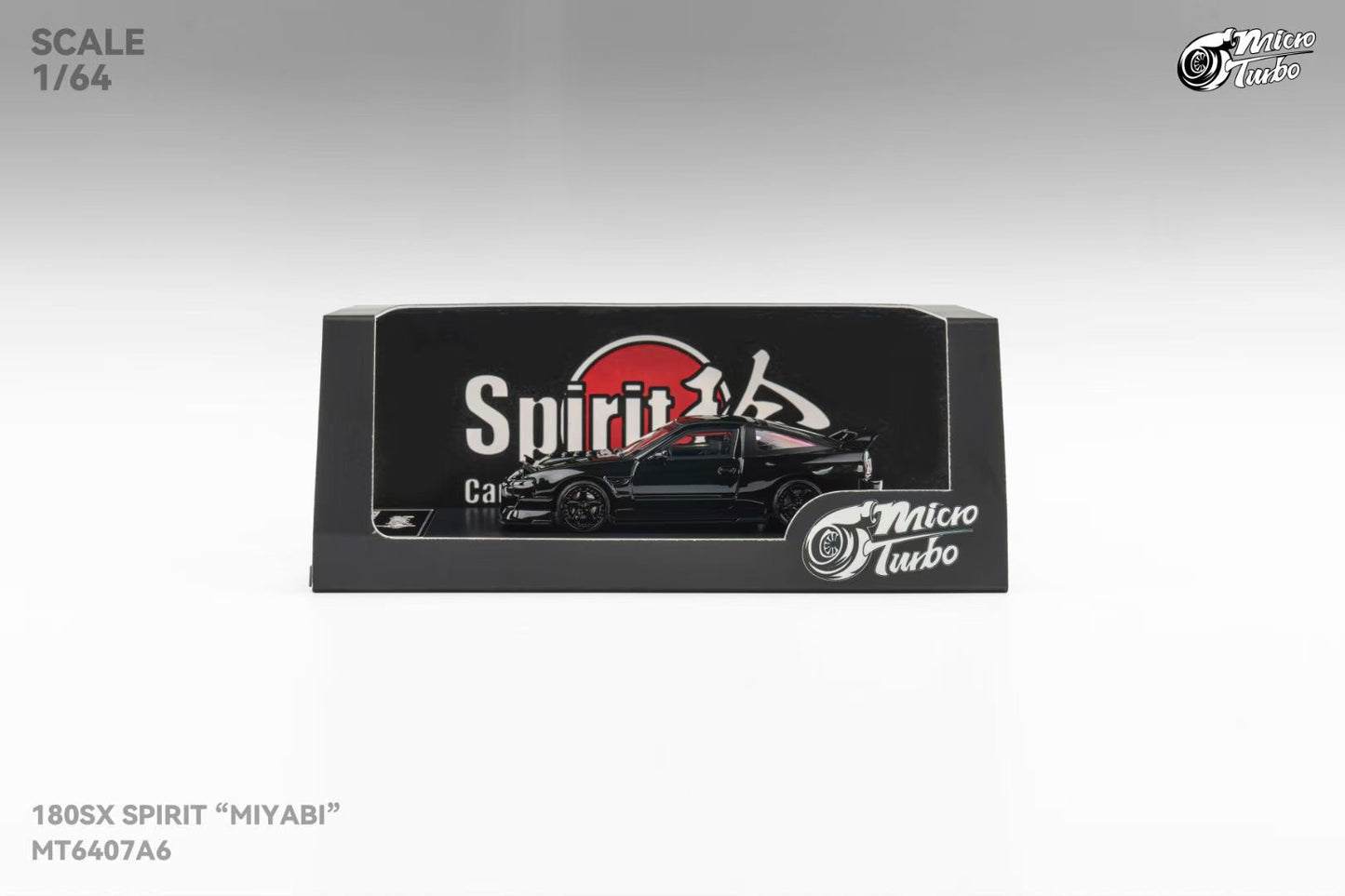 Micro Turbo 1/64 Nissan Silvia S13 180SX Spirit Rei Mayabi Pop Up Headlight Detailed Interior and Engine Piano Black