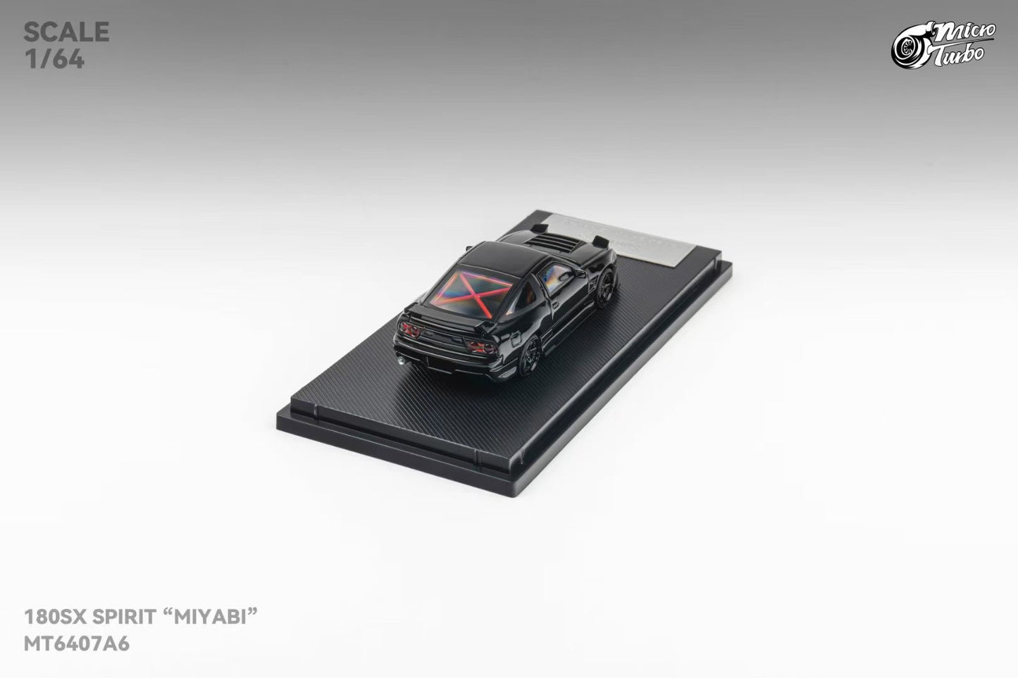Micro Turbo 1/64 Nissan Silvia S13 180SX Spirit Rei Mayabi Pop Up Headlight Detailed Interior and Engine Piano Black