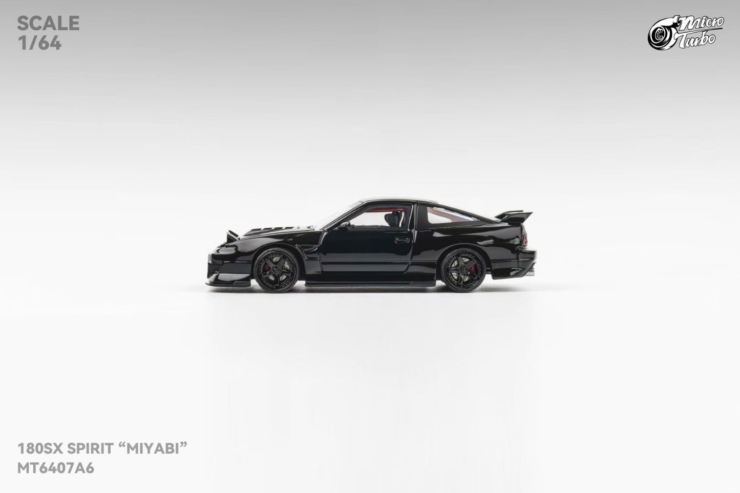 Micro Turbo 1/64 Nissan Silvia S13 180SX Spirit Rei Mayabi Pop Up Headlight Detailed Interior and Engine Piano Black