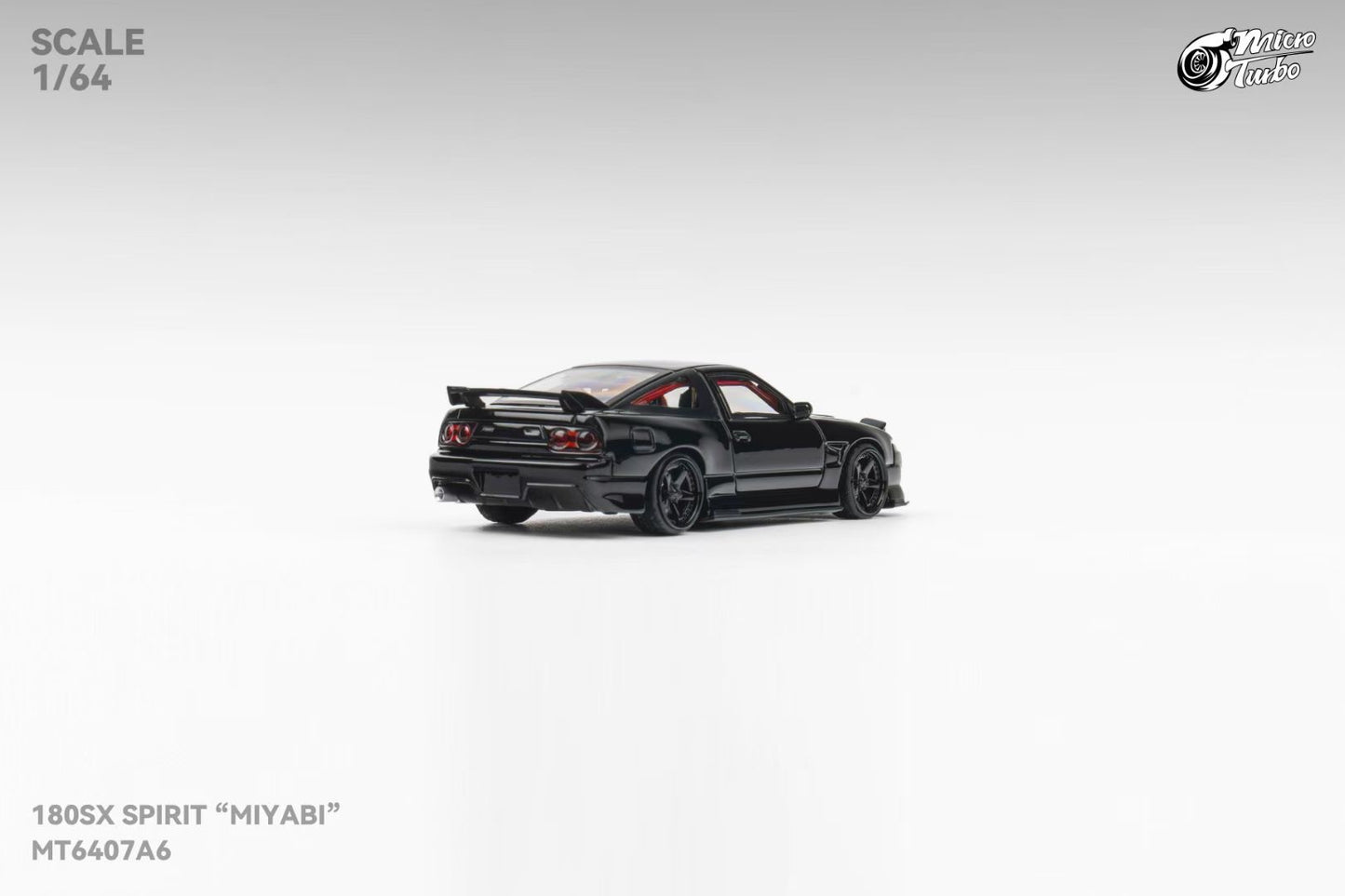 Micro Turbo 1/64 Nissan Silvia S13 180SX Spirit Rei Mayabi Pop Up Headlight Detailed Interior and Engine Piano Black