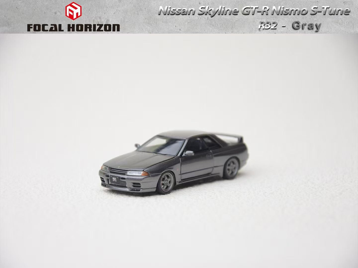 Focal Horizon 1:64 Nissan Skyline GT-R R32 Nismo S-Tune Gun Grey (ALL OPEN Doors and Hoods) Premium Case and Box Packaging