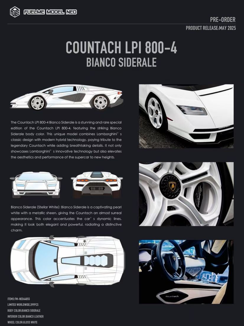 Premium Resin Model] FuelMe Neo 1:64 Countach LPI 800-4 Bianco