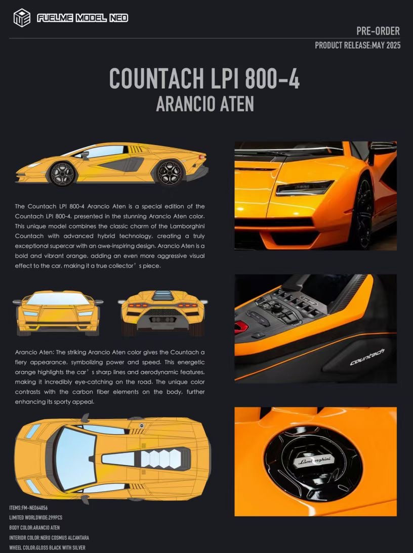Premium Resin Model] FuelMe Neo 1:64 Countach LPI 800-4 Arancio