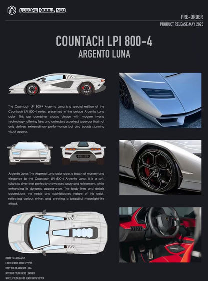 [Premium Resin Model] FuelMe Neo 1:64 Lamborghini Countach LPI 800-4 Argento Luna Silver