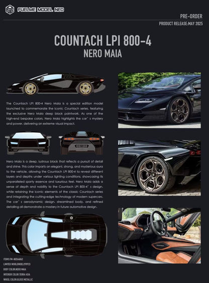 [Premium Resin Model] FuelMe Neo 1:64 Lamborghini Countach LPI 800-4 Nero Maia Black