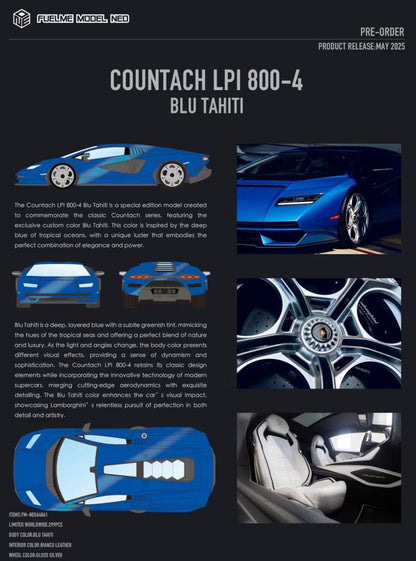 [Premium Resin Model] FuelMe Neo 1:64 Lamborghini Countach LPI 800-4 Blu Tahiti Blue