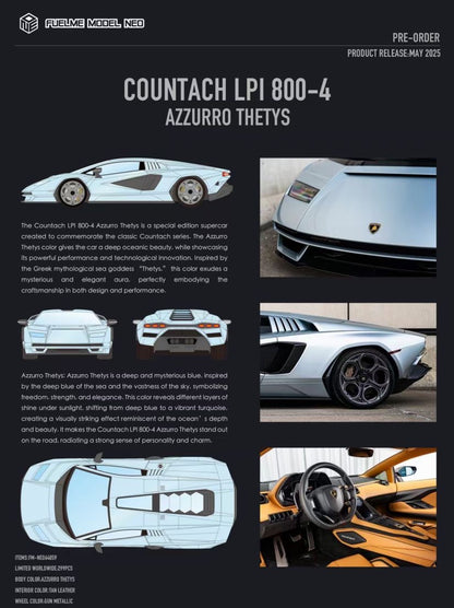 [Premium Resin Model] FuelMe Neo 1:64 Lamborghini Countach LPI 800-4 Azzurro Thetys Ice Blue