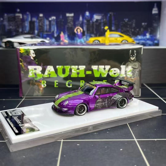 XKE 1/64 Porsche RWB 993 High Wing Purple Batman and Joker