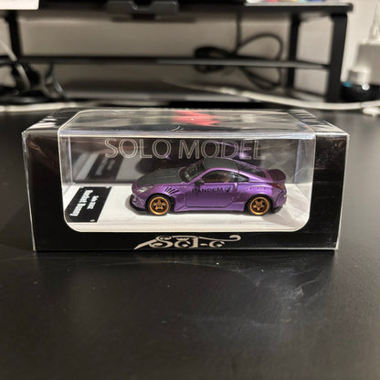 Solo 1:64 Nissan Fairlady Z33 350Z Pandem Rocket Bunny Custom Purple with Black Hood