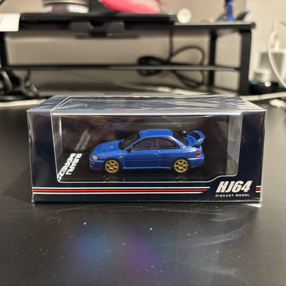 Hobby Japan 1/64 SUBARU SUBARU IMPREZA 22B STi Version (GC8) Rally Base Car CARBON BLUE Official Licensed (HJ647041BL)