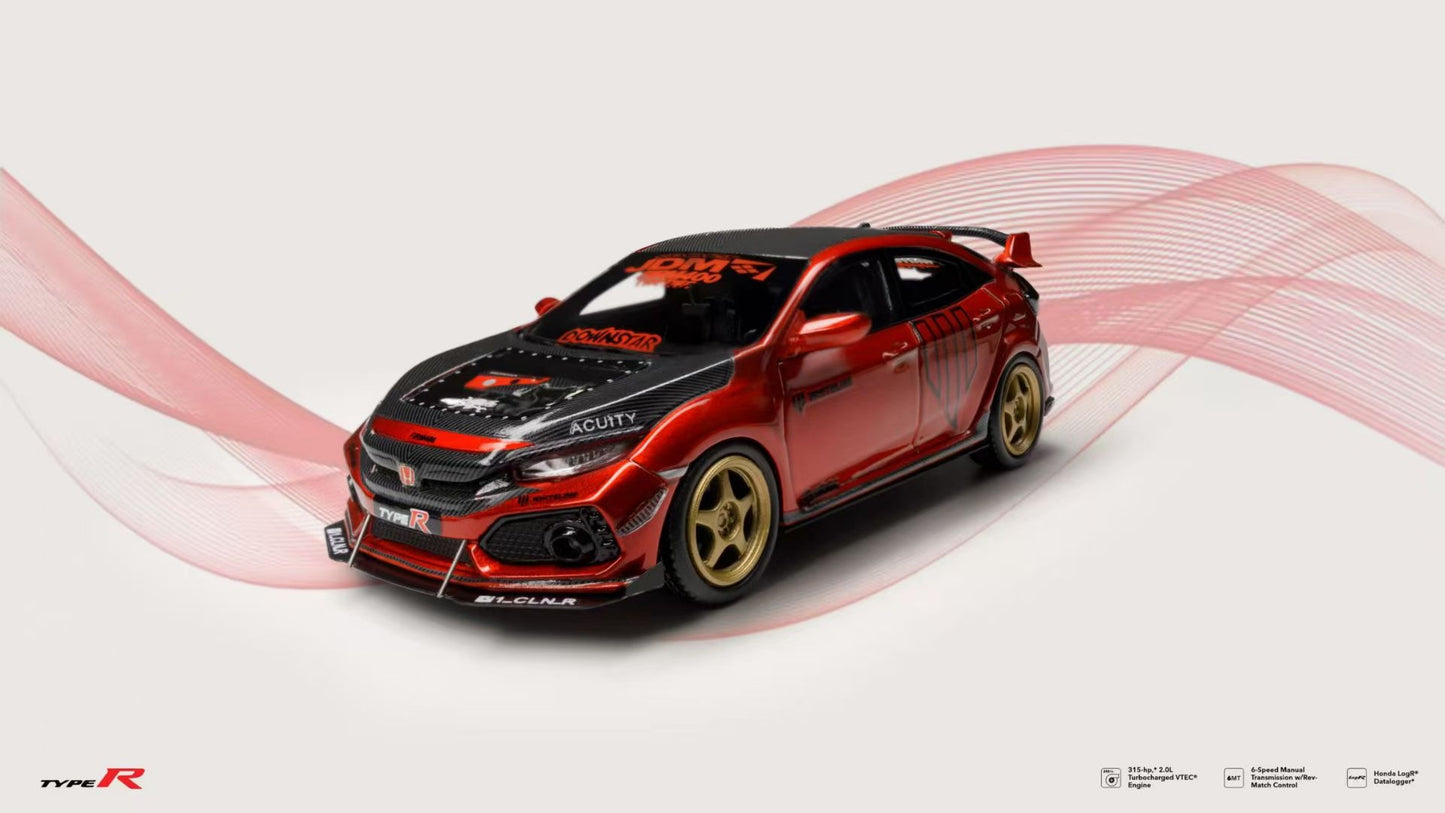 [Premium Resin Model] Nice Auto 1:64 Honda Civic Type-R FK8 Racing Custom Metallic Red Limited 399 Pieces