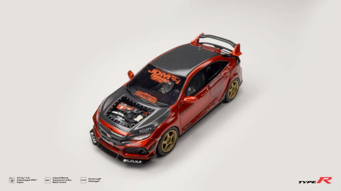 [Premium Resin Model] Nice Auto 1:64 Honda Civic Type-R FK8 Racing Custom Metallic Red Limited 399 Pieces