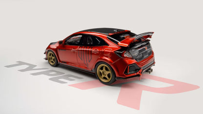 [Premium Resin Model] Nice Auto 1:64 Honda Civic Type-R FK8 Racing Custom Metallic Red Limited 399 Pieces