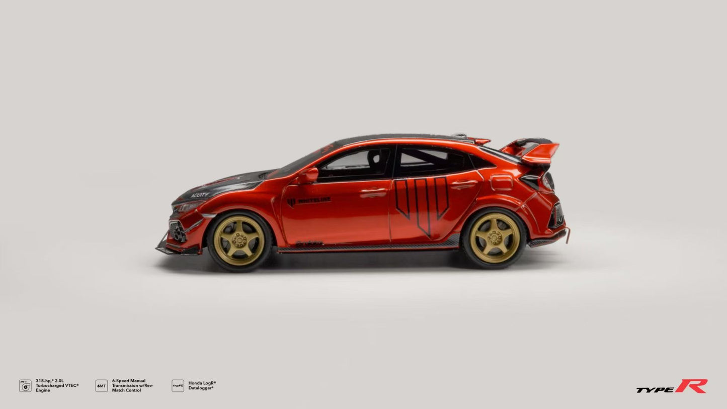 [Premium Resin Model] Nice Auto 1:64 Honda Civic Type-R FK8 Racing Custom Metallic Red Limited 399 Pieces