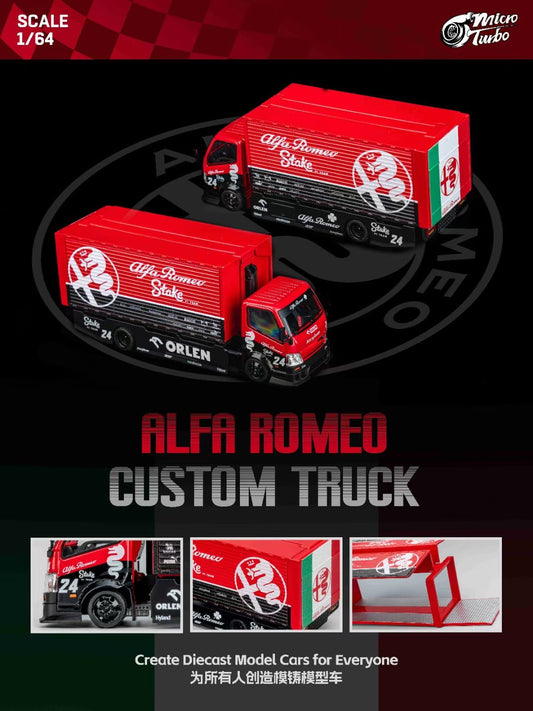 Micro Turbo 1:64 Hino 300 Series MK2 Custom Extendable Gull Wing Truck Alfa Romeo Custom Truck