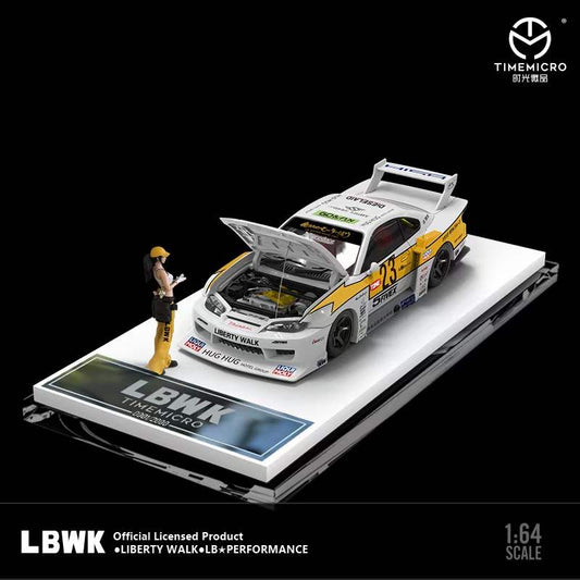 Time Micro 1/64 Nissan Silvia S15 LBWK No.23 Open Bonnet Engine Hood with Model Girl Figure