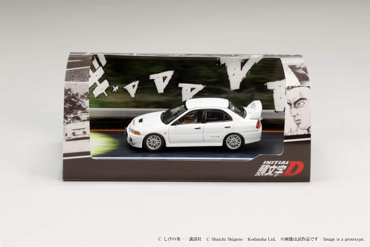 Hobby Japan 1:64 Mitsubishi Lancer RS Evolution Ⅳ Initial D Official Licensed Seiji Iwaki VS Takumi Fujiwara with Seiji Iwaki Figure Driving In The Car
