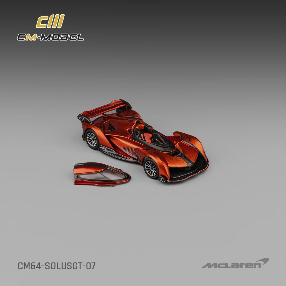 CM Model 1:64 McLaren Solus GT V10 Engine Single Seat Metallic Orange Removable Roof McLaren Official Licensed
