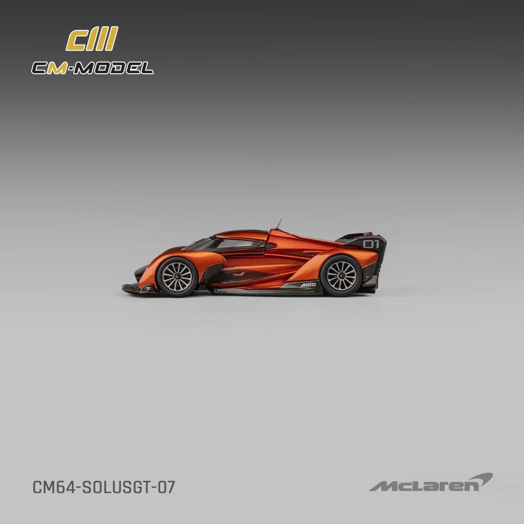 CM Model 1:64 McLaren Solus GT V10 Engine Single Seat Metallic Orange Removable Roof McLaren Official Licensed