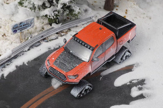 GCD 1:64 Toyota Tacoma N300 Snow Edition Official Licensed Orange with Snow (with 8 Accessories)